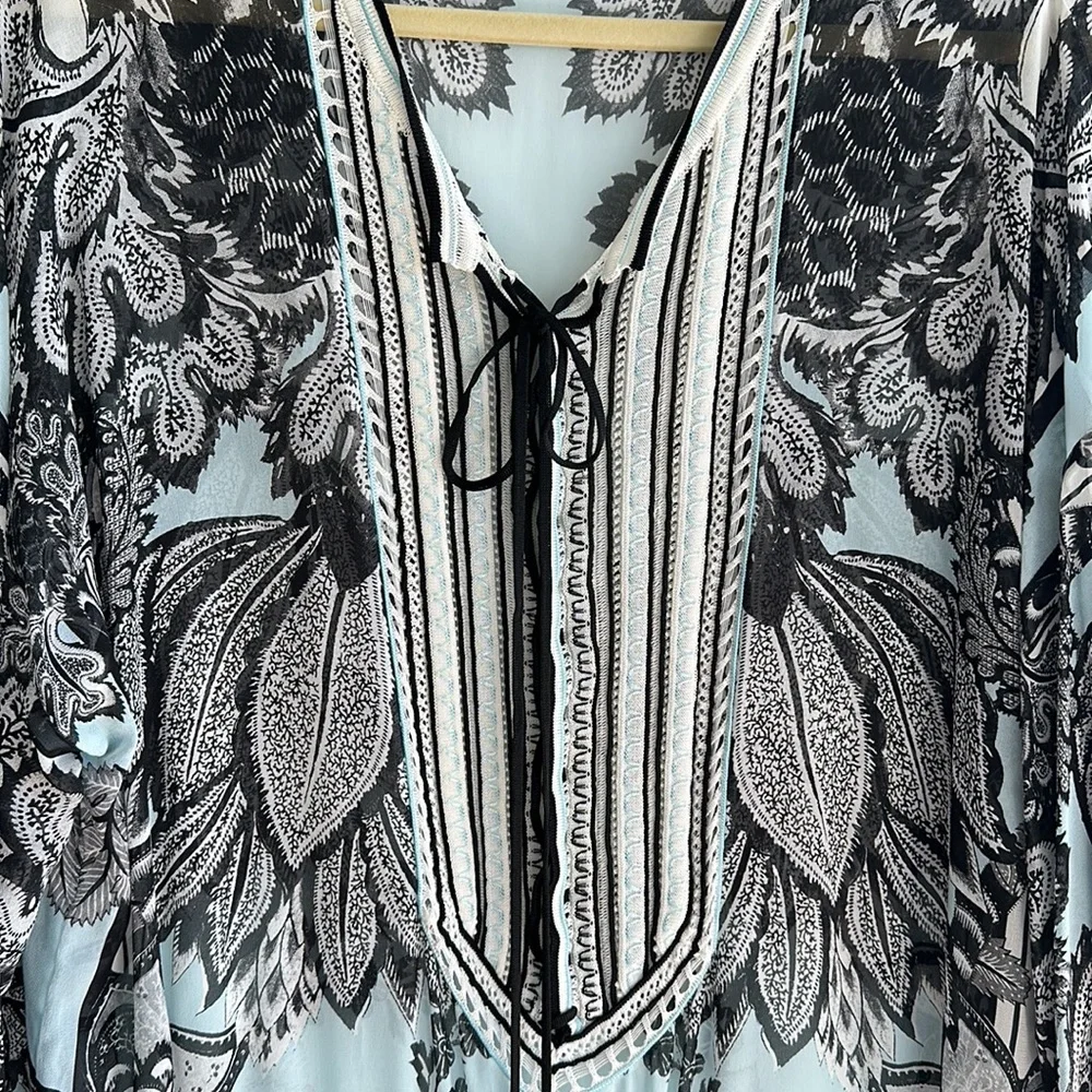 Roberto Cavalli Silk Sheer Tunic Blouse with Knitted Details Size 42 - Picture 5 of 13
